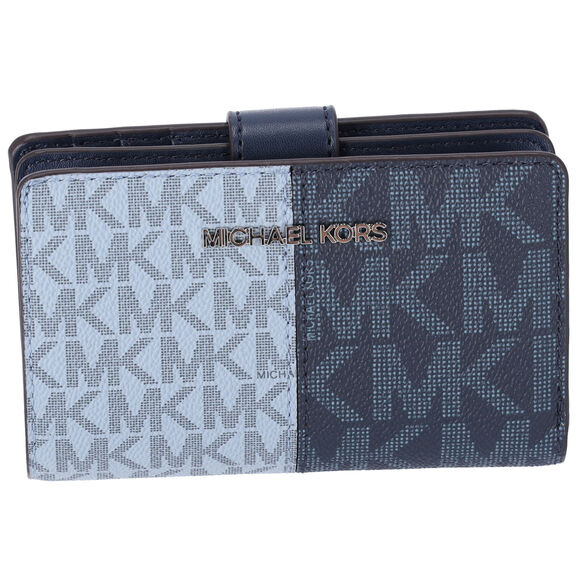 Michael Kors Jet Set Travel Medium Bifold Zip Coin ID Card Wallet Navy Multi - Picture 2 of 6